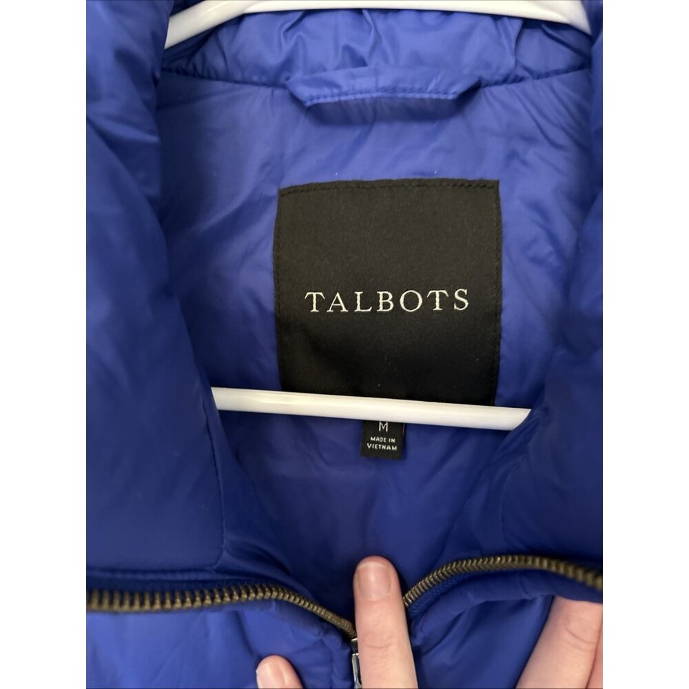 Talbots Down Fill Puffer Vest Women's‎ Size Medium Blue Quilted Full Zip Pockets - Picture 6 of 9